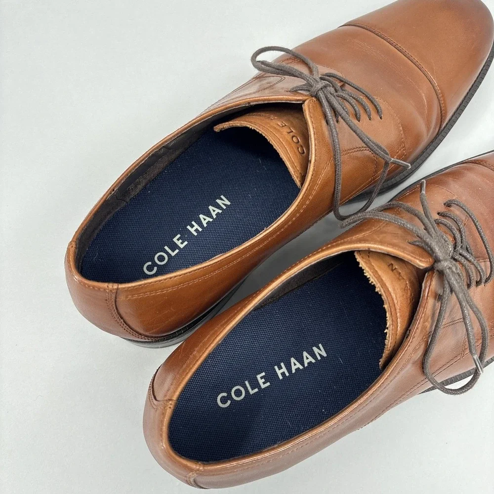 Cole Haan Shoes Mens 9.5 Brown Leather Cap Toe Derby Dress Grand.OS C34138